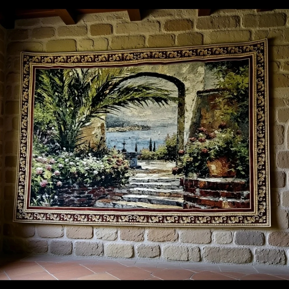 Rose Arch Jacquard-Woven Cotton Wall Tapestry 53